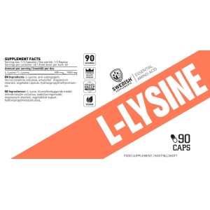 L-Lysine 500 mg - 90 капсули | SWEDISH Supplements