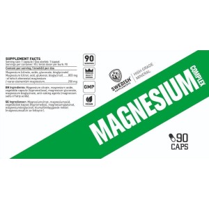 Magnesium Complex | 4 Types Matrix ~ Citrate, Oxide, Gluconate, Bisglycinate - 90 капсули | SWEDISH Supplements Magnesium Complex | 4 Types Matrix ~ Citrate, Oxide, Gluconate, Bisglycinate - 90 капсули | SWEDISH Supplements