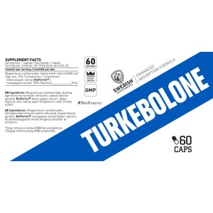 Turkebolone | Turkesterone 500 mg with BioPerine® - 60 капсули | SWEDISH Supplements