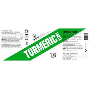 Turmeric Forte 500 mg | 95% Curcumin Extract with Black Pepper - 90 капсули | SWEDISH Supplements
