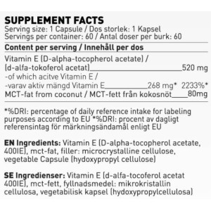 Vitamin E 400 IU | with MCT Oil - 60 капсули | SWEDISH Supplements
