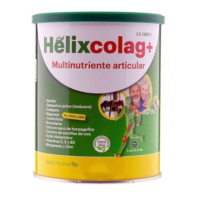 Helixcolag + Хранителна добавка за стави 375 гр Доставя ценни полезни вещества за ставите Съдържа протеин от охлюви Допринася за здравословното образуване на колагеновия протеин Осигурява нормалната хрущял Helixcolag + Хранителна добавка за стави 375 гр Д