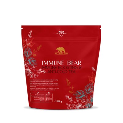 Immune Bear Immune Boosting & Anti-Cold Tea 160 гр | The Green Bear 100% натурално съдържание Повишава имунитета Бързо възстановяване от настинки и вируси Дава сила и енергия Предпазва от грип Im Immune Bear Immune Boosting & Anti-Cold Tea 160 гр 