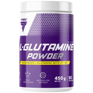 L-Glutamine Powder | Micronized Glutamine with Vit. B6 - Неовкусен 450 г | Trec Nutrition