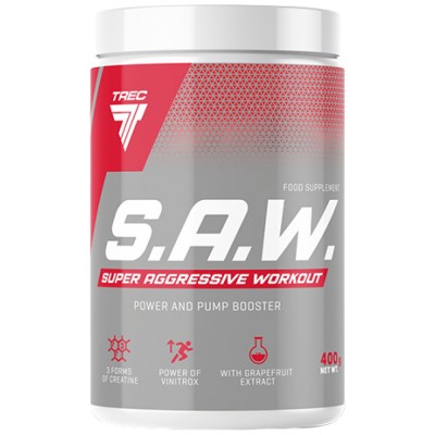 S.A.W. Powder | Super Aggressive Pre-Workout - Грейпфрут с череша 400 г | Trec Nutrition
