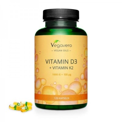 Vitamin D3 1000 IU + K2 100 мкг 120 капсули | Vegavero