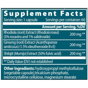 Eastern Adaptogen | Rhodiola + Ginseng + Shilajit - 60 капсули | VemoHerb