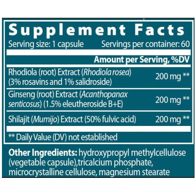 Eastern Adaptogen | Rhodiola + Ginseng + Shilajit - 60 капсули | VemoHerb Eastern Adaptogen | Rhodiola + Ginseng + Shilajit - 60 капсули | VemoHerb