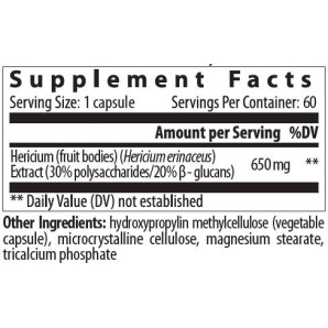 Hericium 650 mg | Lion's Mane - 60 капсули | VemoHerb