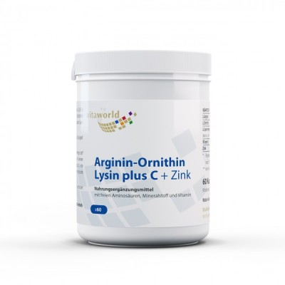 Arginine-Ornithine-Lysine + C + Zinc 60 капсули | Vita World Arginine-Ornithine-Lysine + C + Zinc 60 капсули | Vita World