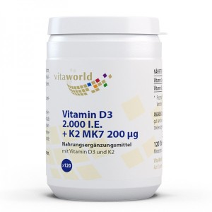 Vitamin D3 + K2 MK 7 120 таблетки | Vita World