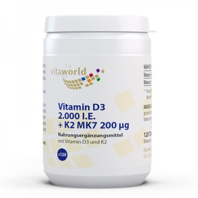 Vitamin D3 + K2 MK 7 120 таблетки | Vita World