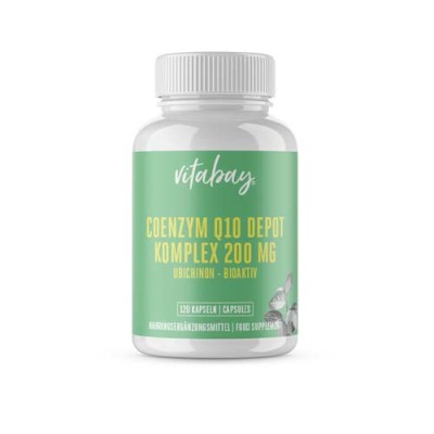 Coenzyme Q10 Depot Complex 200 мг 120 капсули | Vitabay Висока доза коензим Q10 Естествен антиоксидант Поддържа здравето на сърцето Подходящ за вегетарианци и вегани Коензим Q10 Биоактивен Убихинон капс Coenzyme Q10 Depot Complex 200 мг 120 капсули | Vita