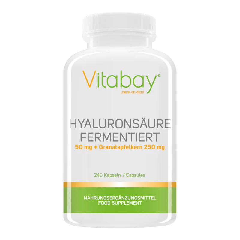 Hyaluronic Acid 50 мг + Pomegranate 250 мг 240 капсули | Vitabay Hyaluronic Acid 50 мг + Pomegranate 250 мг 240 капсули | VitabayПоддържа еластичността на сухожилията и връзките
Разширява на обхвата на безболезнена подвижност на ставите
Укрепва Hyaluronic Acid 50 мг + Pomegranate 250 мг 240 капсули | Vitabay Поддържа еластичността на сухожилията и връзките Разширява на обхвата на безболезнена подвижност на ставите Укрепва хрущялната тъкан Предпаз Hyaluronic Acid 50 мг + Pomegranate 250 мг 240 ка