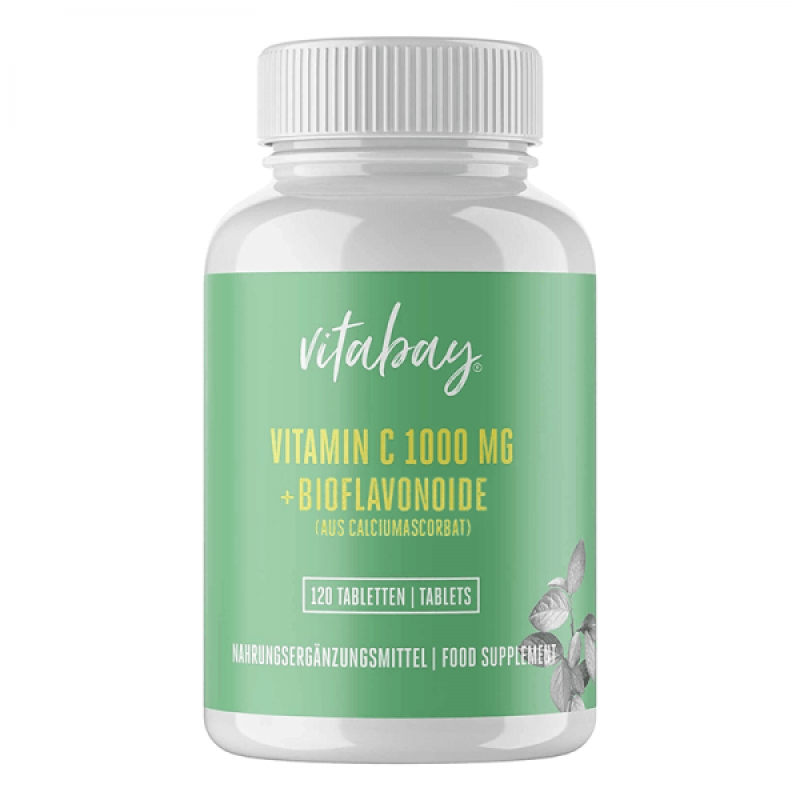 [Vitamin C 1000 мг + Bioflavonoide 120 таблетки | Vitabay Осигурява елементарен витамин С от чист калциев аскорбат Стимулира дейността на имунната система Грижи се за здравето на костите Витамин Ц