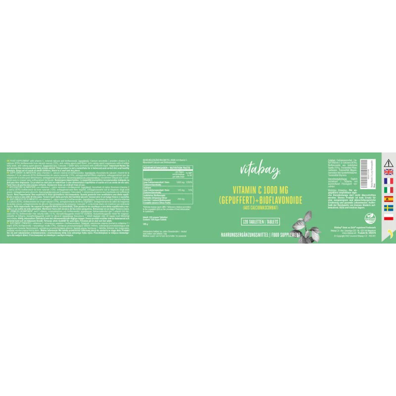 Vitamin C 1000 мг + Bioflavonoide 120 таблетки | Vitabay Vitamin C 1000 мг + Bioflavonoide 120 таблетки | VitabayОсигурява елементарен витамин С от чист калциев аскорбат
Стимулира дейността на имунната система
Грижи се за здравето на костите
[Vitamin C 1000 мг + Bioflavonoide 120 таблетки | Vitabay Осигурява елементарен витамин С от чист калциев аскорбат Стимулира дейността на имунната система Грижи се за здравето на костите Витамин Ц