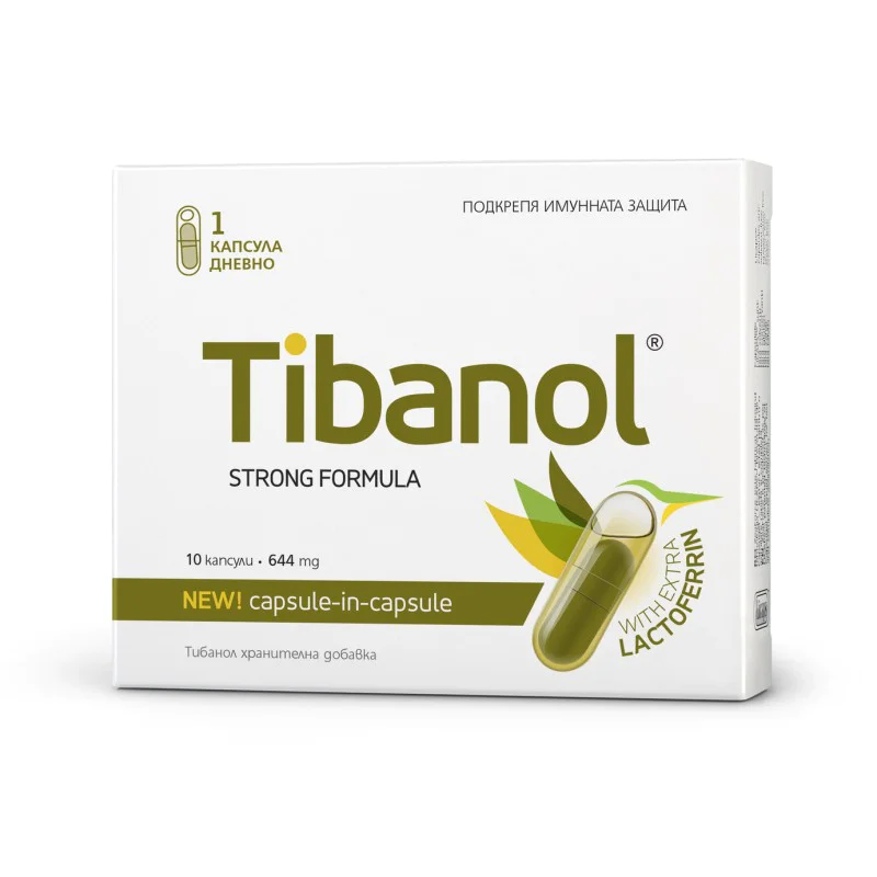 Tibanol 10 капсули | Vitaslim Innove Естествен имуностимулиращ комплекс Комбинира благоприятните ефекти на витамини, минерали и биологично активни растителни съставки върху имунната система Укрепва здравето и Tibanol 10 капсули | Vitaslim Innove Естествен