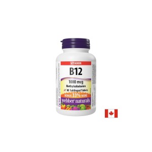 Витамин В12 (метилкобаламин), 1000 µg х 80 сублингвални таблетки | Webber Naturals