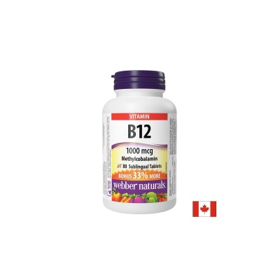 Витамин В12 (метилкобаламин), 1000 µg х 80 сублингвални таблетки | Webber Naturals