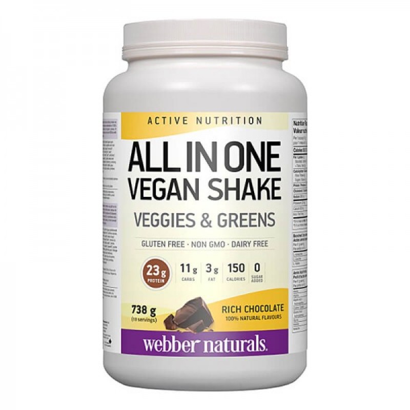 All in One Vegan Shake Powder Chocolate Flavour 738 гр | Webber Naturals