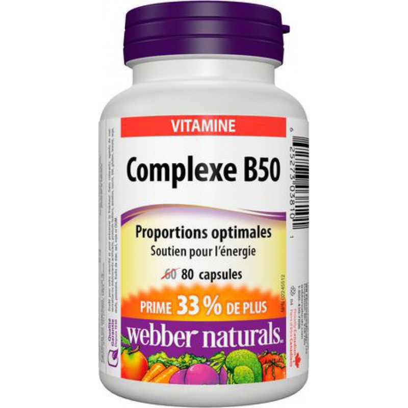 Витамин Б50 Комплекс 80 капсули | Webber Naturals