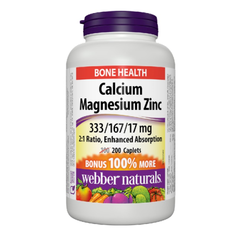 Calcium Magnesium Zinc 200 каплети | Webber Naturals