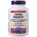 Calcium 600 mg Plus Vitamin D3 400 IU 90 гел-капсули | Webber Naturals