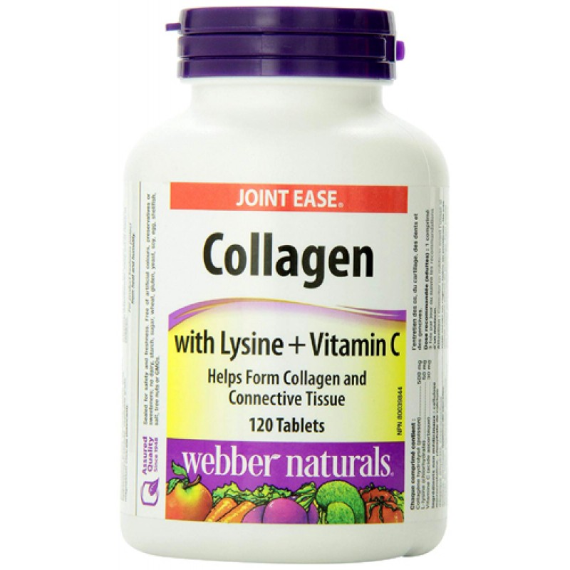 Колаген 500 мг с Л-лизин и Витамин C 120 таблетки | Webber Naturals