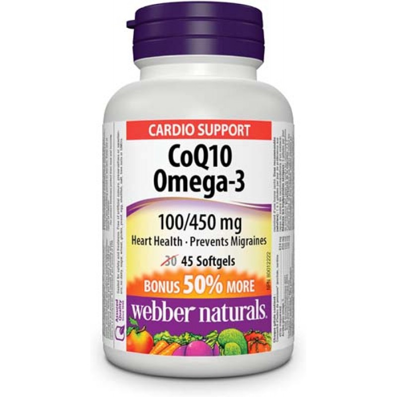 CoQ10 Omega-3 100/450 мг 45 гел-капсули | Webber Naturals
