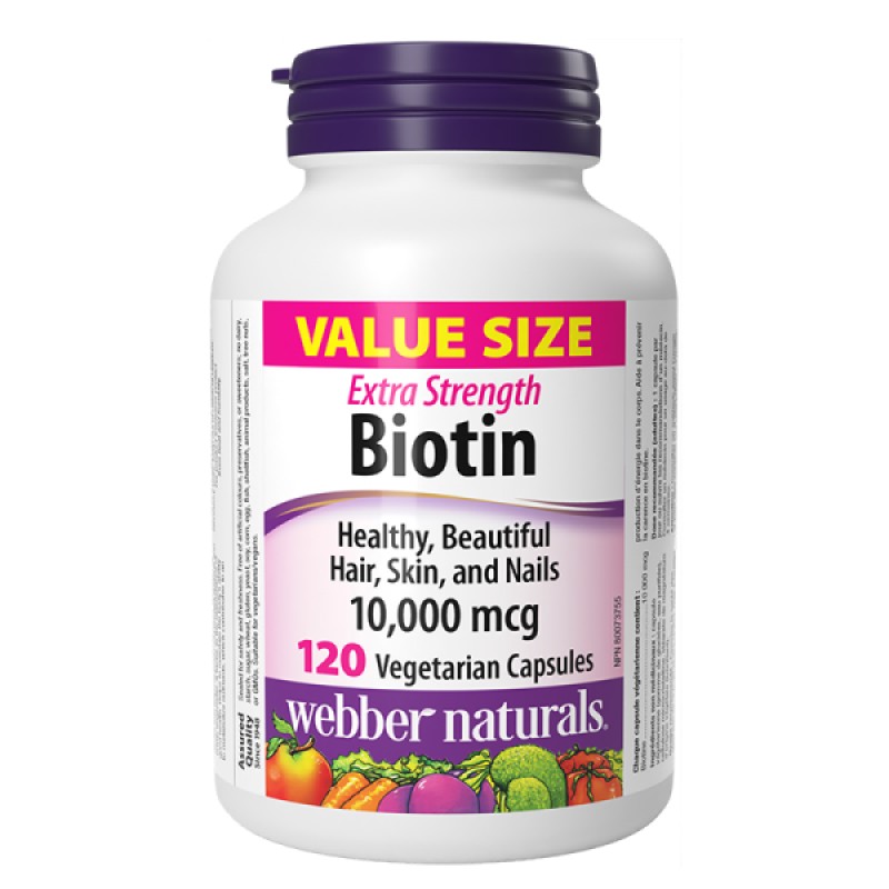 Extra Strength Biotin 10000 мкг 120 веге капсули | Webber Naturals