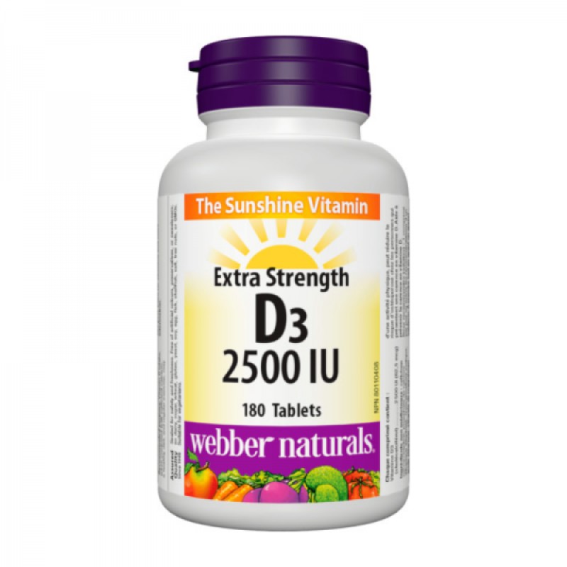 Extra Strength Vitamins D3 2500 IU 180 таблетки | Webber Naturals