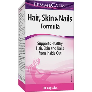 FemmeCalm Коса, Кожа, Нокти 531 мг 90 капсули | Webber Naturals На клетъчно ниво подхранва дермата и оздравява ноктите Поддържа структурата на косите и не позволява те да падат Натурална хранителна добавка за FemmeCalm Коса, Кожа, Нокти 531 мг 90 капсули 