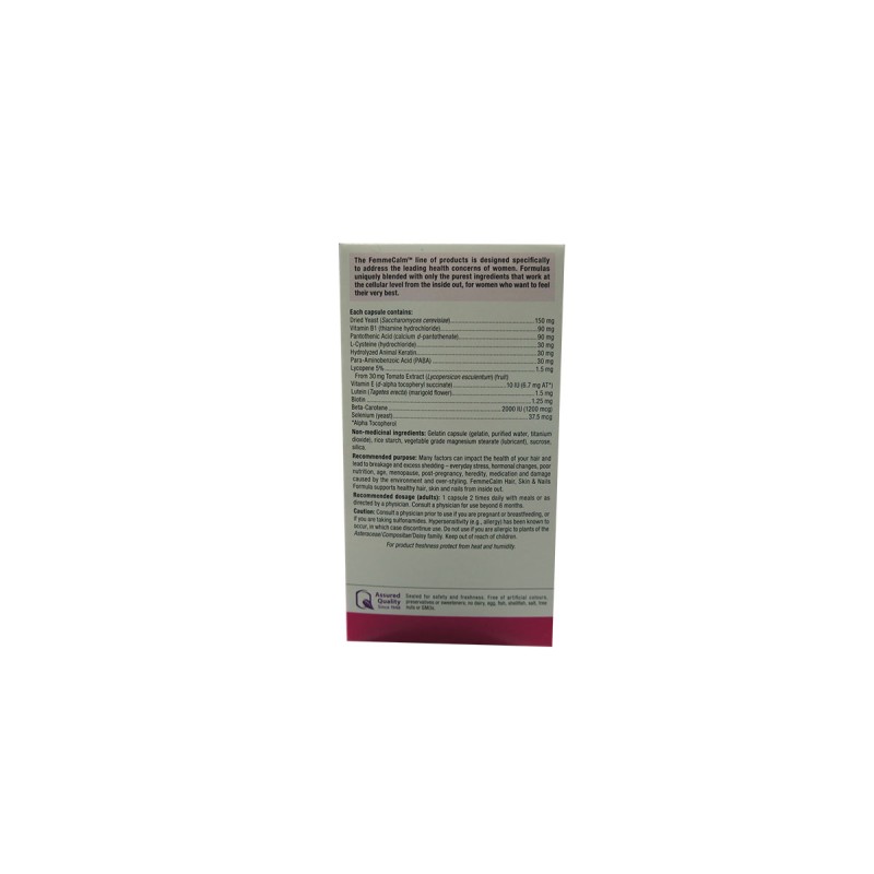 FemmeCalm Коса, Кожа, Нокти 531 мг 90 капсули | Webber Naturals FemmeCalm Коса, Кожа, Нокти 531 мг 90 капсули | Webber NaturalsНа клетъчно ниво подхранва дермата и оздравява ноктите
Поддържа структурата на косите и не позволява те да падат
Нату FemmeCalm Коса, Кожа, Нокти 531 мг 90 капсули | Webber Naturals На клетъчно ниво подхранва дермата и оздравява ноктите Поддържа структурата на косите и не позволява те да падат Натурална хранителна добавка за FemmeCalm Коса, Кожа, Нокти 531 мг 90 капсули
