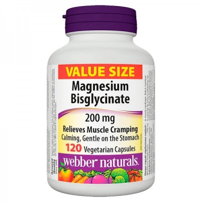 Магнезий Бисглицинат 200 мг 120 капсули | Webber Naturals