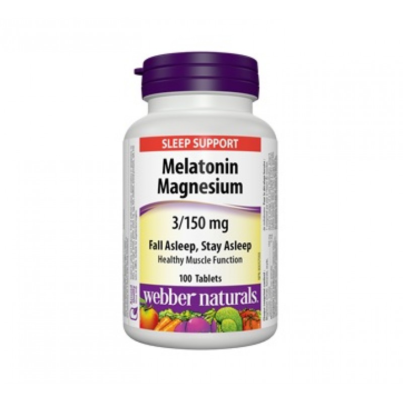 Мелатонин 3 мг с Магнезий 150 мг 100 таблетки | Webber Naturals