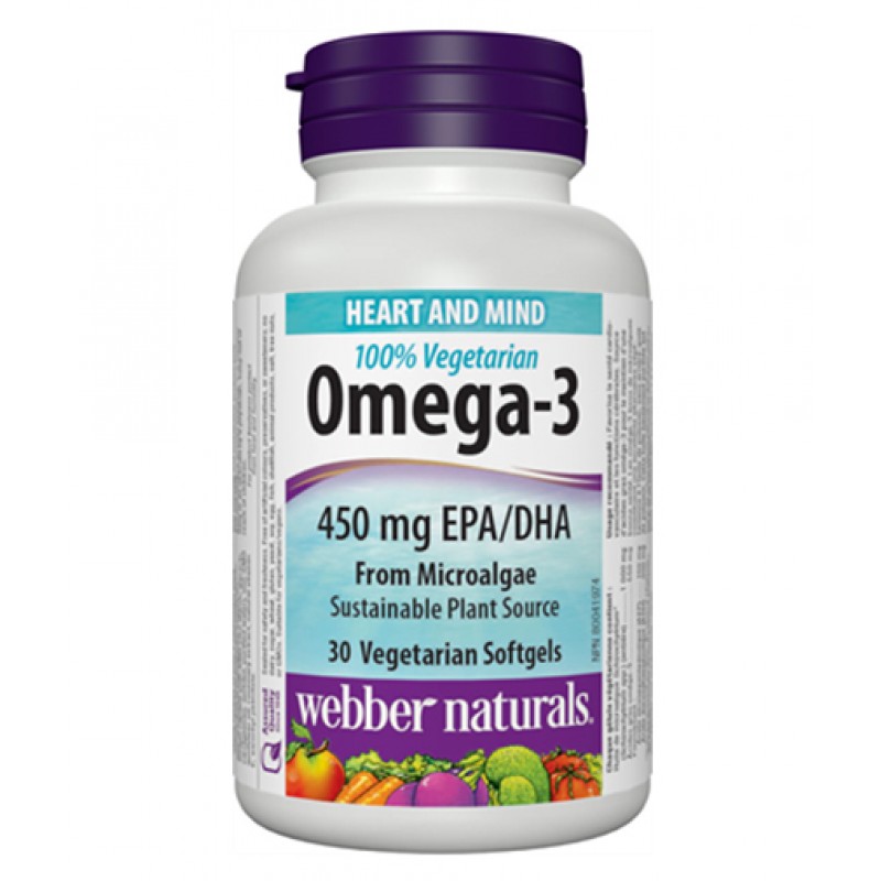 Омега-3 от водорасли 1000 мг 30 гел-капсули | Webber Naturals