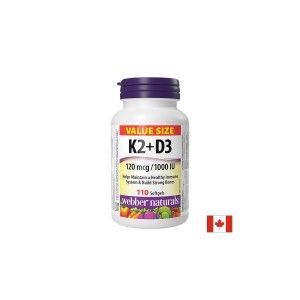 Витамин K2 120 µg + D3 1000 IU 25 µg х 110 софтгел капсули | Webber Naturals