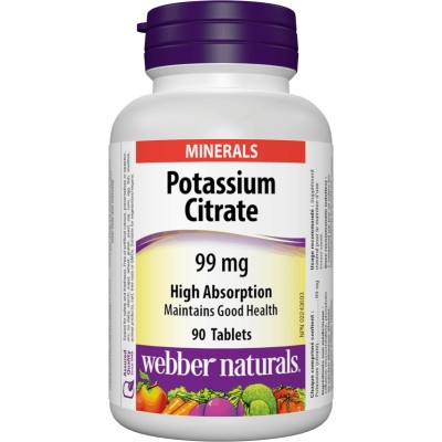 Potassium Citrate High Absorption 99 мг 90 таблетки | Webber Naturals Основен минерал за електролитен баланс Поддържа нормална сърдечна функция Формата на калиев цитрат се абсорбира добре Работи с други ми Potassium Citrate High Absorption 99 мг 90 таблет