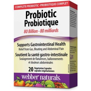 Probiotic 80 млрд. живи бактерии 20 веге капсули | Webber Naturals Probiotic 80 млрд. живи бактерии 20 веге капсули | Webber Naturals