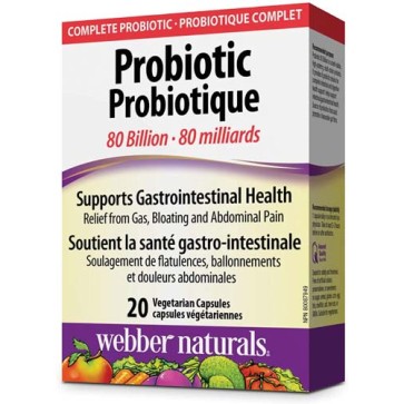 Probiotic 80 млрд. живи бактерии 20 веге капсули | Webber Naturals Осигурява до 80 милиарда живи бактерии в една капсула Помага за поддържане на здравословна микрофлора в храносмилателния тракт Ефективно подп Probiotic 80 млрд. живи бактерии 20 веге капсу