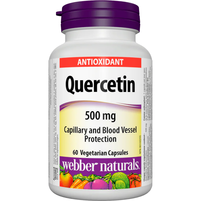 Quercetin 500 мг 60/140 вегетариански капсули | Webber Naturals Профилактика на сърдечно-съдовите заболявания Понижава нивото на „лошия” холестерол Естествен антиалергичен агент Антимикробни св Quercetin 500 мг 60/140 вегетариански капсули | Webber Natura