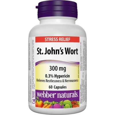 St. Johns Wort 300 мг 60 капсули | Webber Naturals Помага за облекчаване на безпокойството  Подкрепя здравия сън Облекчава нервното напрежение Максимална сила Традиционен билков продукт Жъл St. Johns Wort 300 мг 60 капсули | Webber Naturals Помага за обле