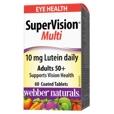 SuperVision® Супер Грижа за Зрението 50+ 525 мг 60 таблетки | Webber Naturals Подпомага правилното функциониране на очите Предпазва от дегенеративно заболяване на ретината Предпазва от ултравиолетовите лъ SuperVision® Супер Грижа за Зрението 50+ 525 мг 60