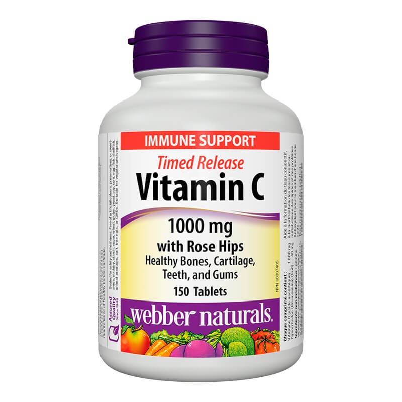 Timed Release Vitamin C 1000 мг + Rose Hips 150 таблетки | Webber Naturals