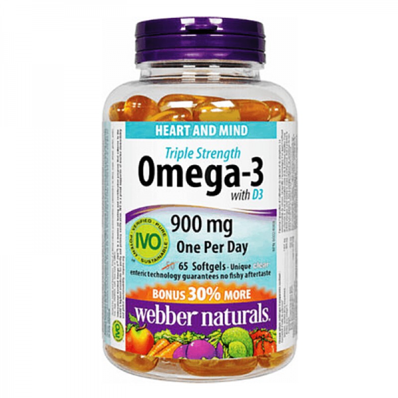 Категория:Omega-3TripleStrength Omega-3 Triple Strength + Vitamin D3 на Webber Naturals е висококонцентрирана формула от рибено масло и витамин D3 със сине