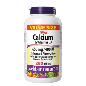Ultra Calcium + Vitamin D3 650 мг/400IU 280 таблетки | Webber Naturals