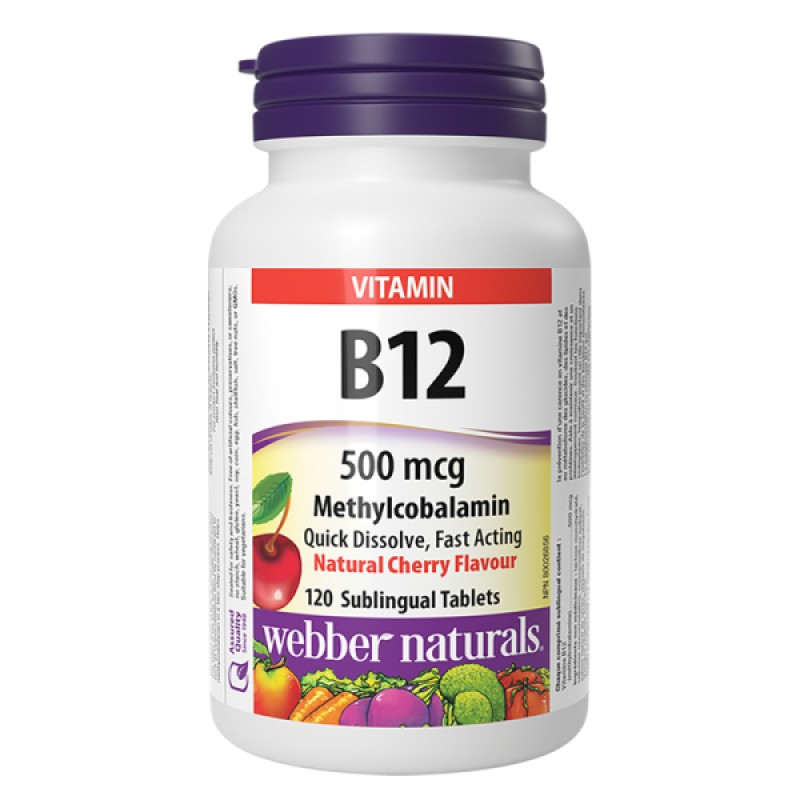 Vitamin B12 500 мкг 120 сублингвални таблетки | Webber Naturals
