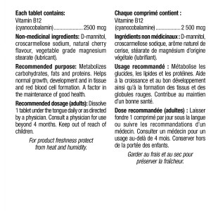 Vitamin B12 (Ciancobalamin) 2500 мкг 60 таблетки | Webber Naturals