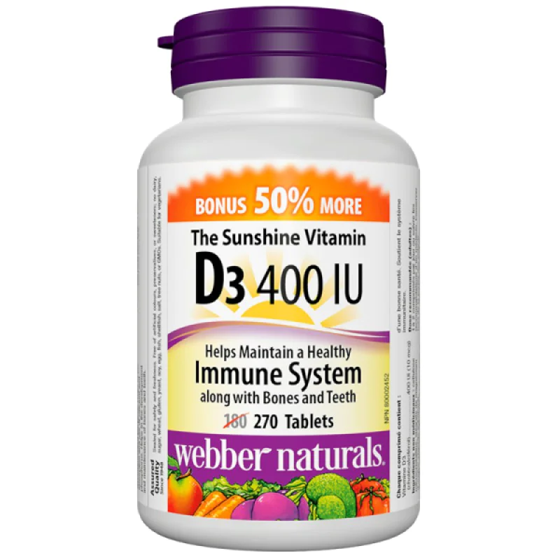 Vitamin D3 400 IU 270 таблетки | Webber Naturals
