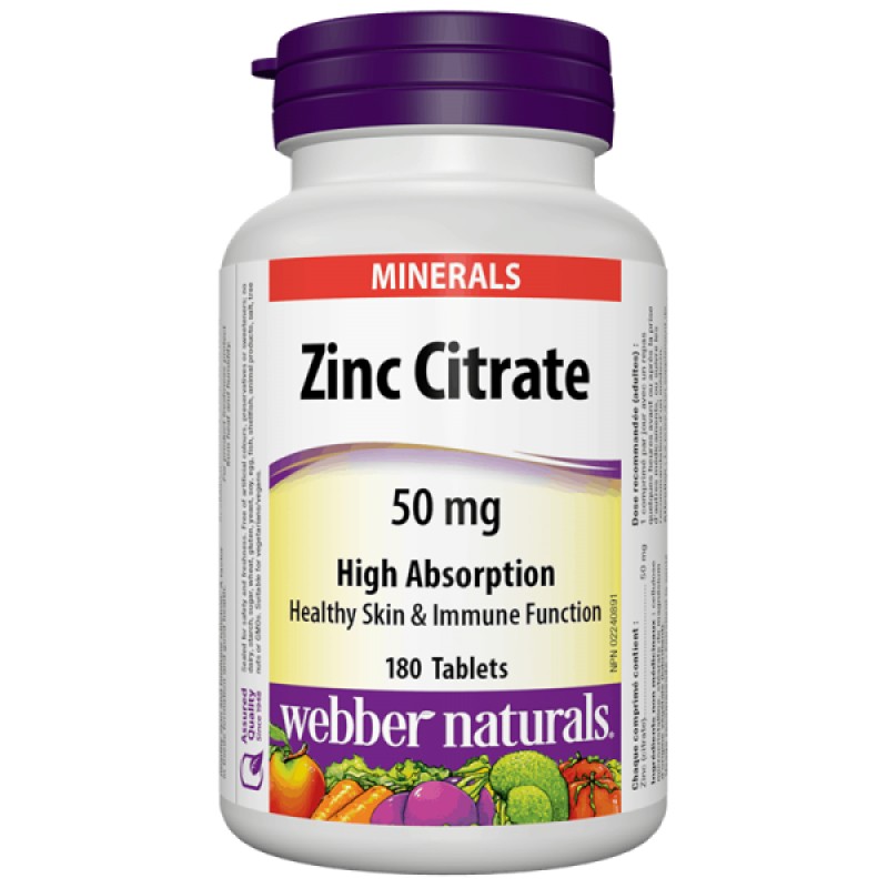 Zinc Citrate 50 мг 180 таблетки | Webber Naturals